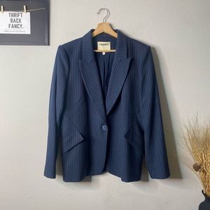 L’AGENCE Blazer Chamberlain Pinstripe Navy Blazer Jacket Size 12